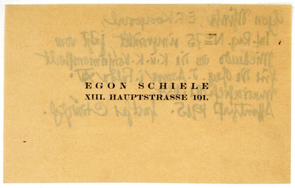 Brief von Ernst Wagner an Wilhelm John, mit einer beigelegten Notiz/Visitkarte von Egon Schiele Bild 3