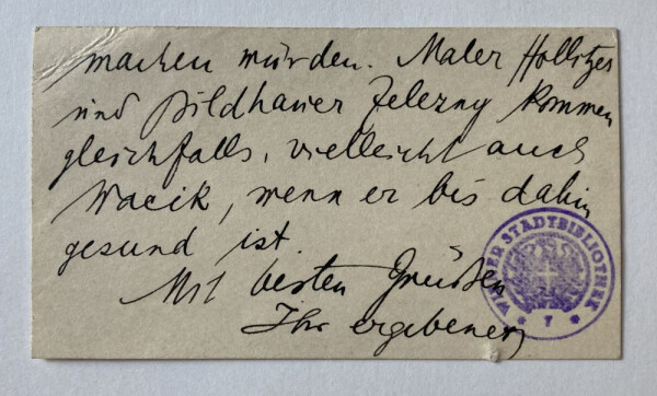 Visitkarte von Hans von Ankwicz-Kleehoven mit einer Notiz für Egon Schiele Bild 2