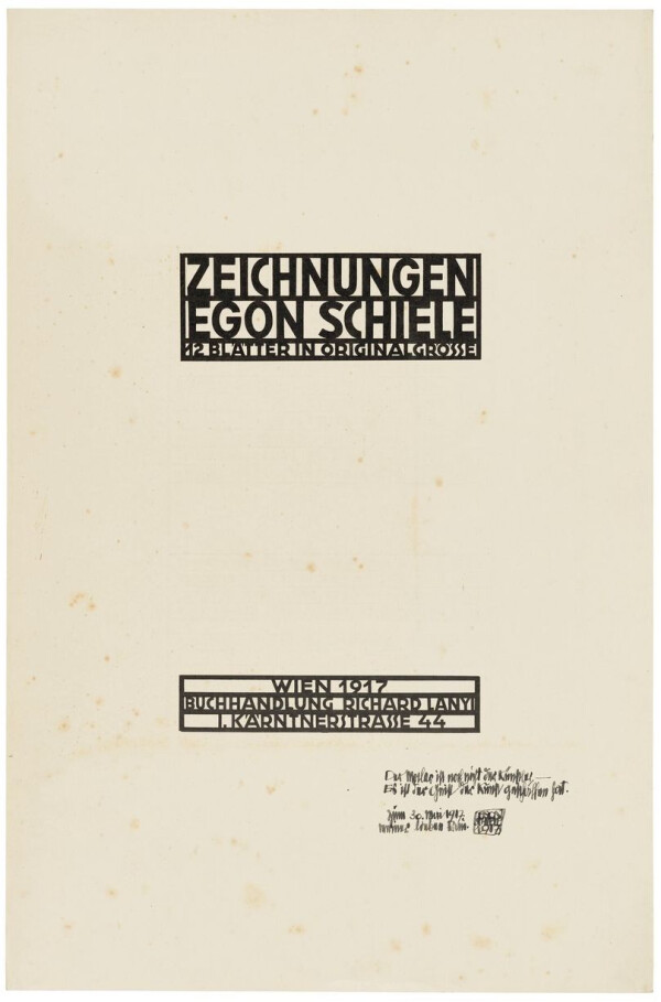 Lányi portfolio, dedication copy from Egon Schiele to Edith Schiele Bild 2