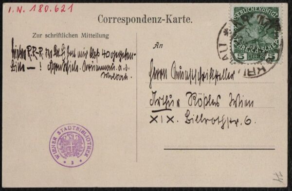 Postcard from Egon Schiele to Arthur Roessler Bild 2