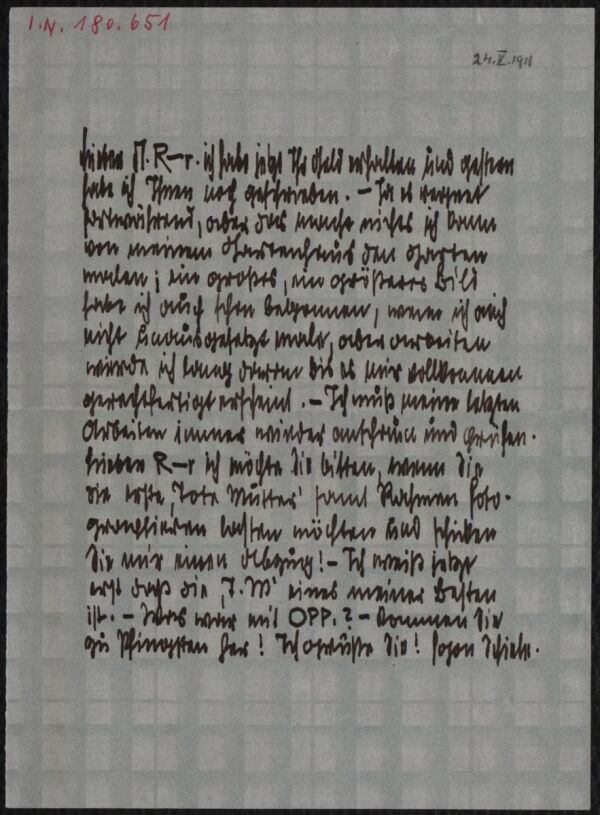 Letter from Egon Schiele to Arthur Roessler 