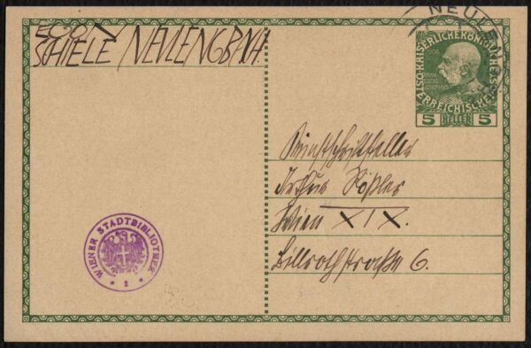 Postkarte von Egon Schiele an Arthur Roessler Bild 2