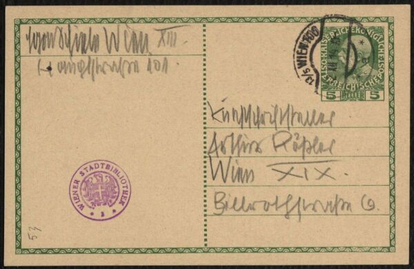 Postcard from Egon Schiele to Arthur Roessler Bild 2