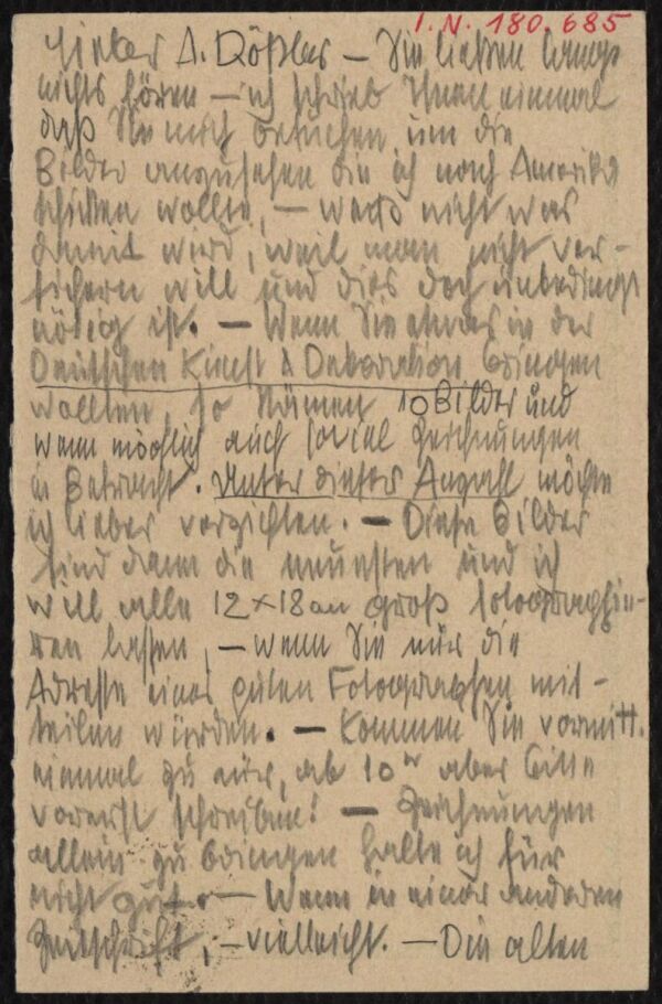 Postcard from Egon Schiele to Arthur Roessler 