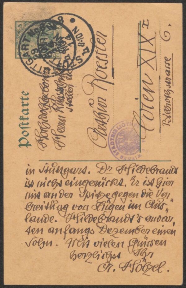 Postcard from Adolf Hölzel to Arthur Roessler Bild 2