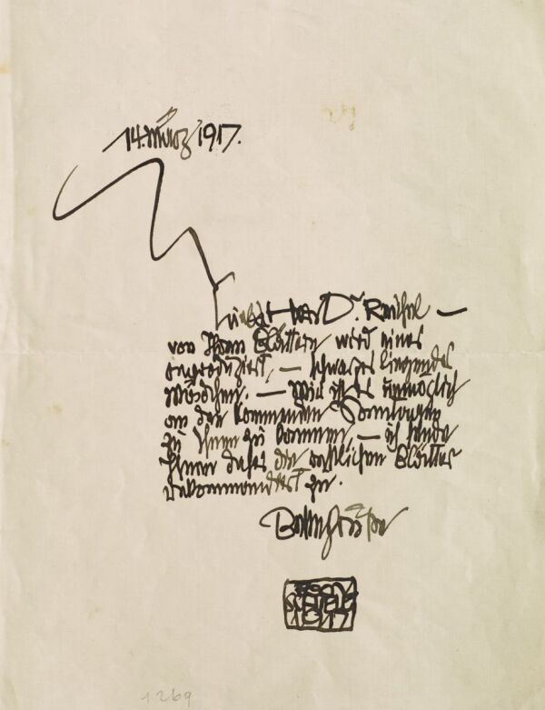Letter from Egon Schiele to Oskar Reichel 