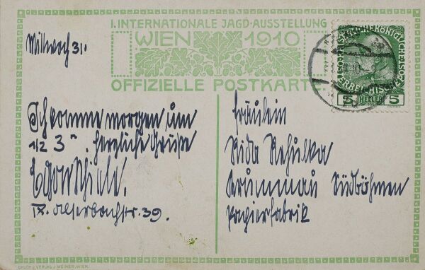 Postkarte von Egon Schiele an Rida Rehulka Bild 2