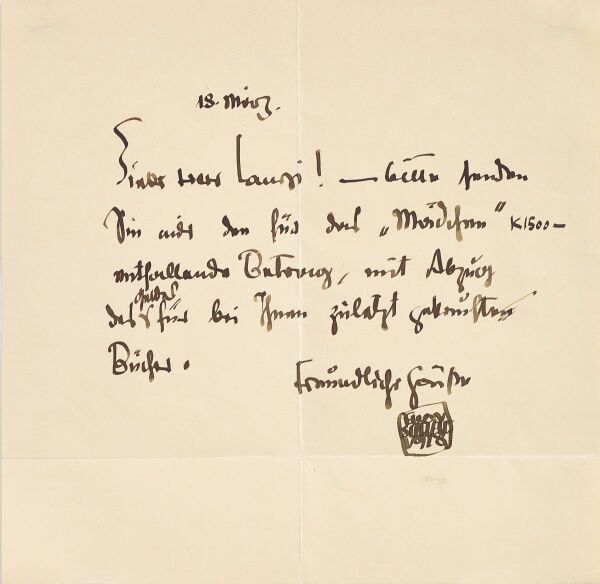 Letter from Egon Schiele to Richard Lányi 