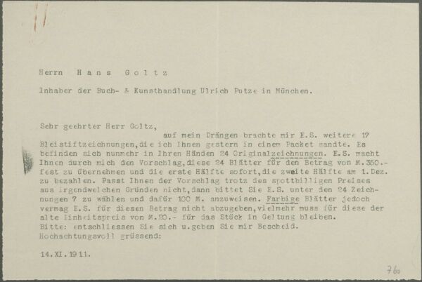 Brief von Arthur Roessler an Hans Goltz Bild 1