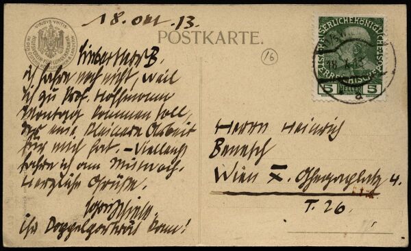 Postkarte von Egon Schiele an Heinrich Benesch Bild 2