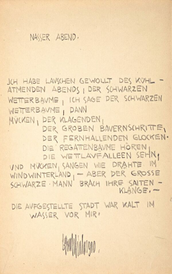 Gedicht von Egon Schiele: „Nasser Abend“ 
