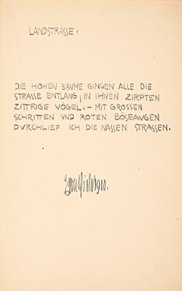 Poem by Egon Schiele: Country Road 