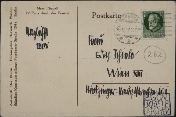 Postkarte von Egon Schiele an Edith Schiele Bild 2