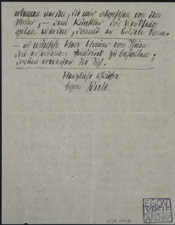 Brief von Egon Schiele an Franz Hauer Bild 4
