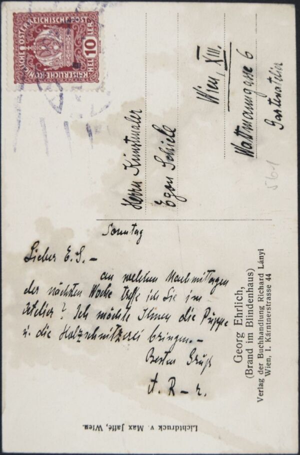 Postcard from Arthur Roessler to Egon Schiele Bild 2