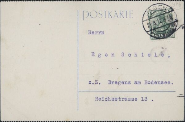 Typewritten postcard from Karl Ernst Osthaus/Folkwang Museum to Egon Schiele Bild 2