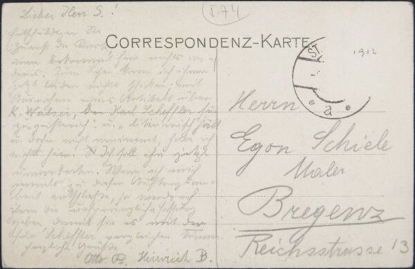 Postkarte von Otto und Heinrich Benesch an Egon Schiele Bild 2