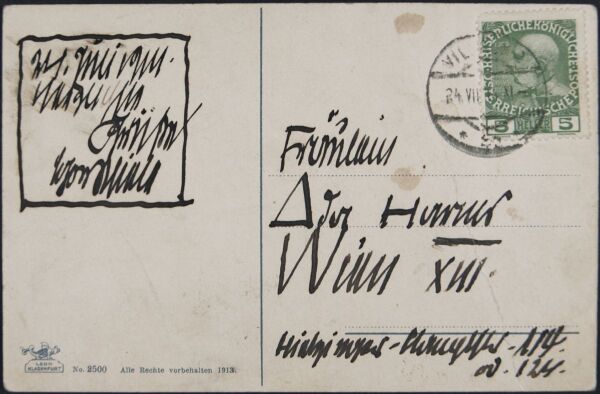 Postkarte von Egon Schiele an Adele Harms Bild 2