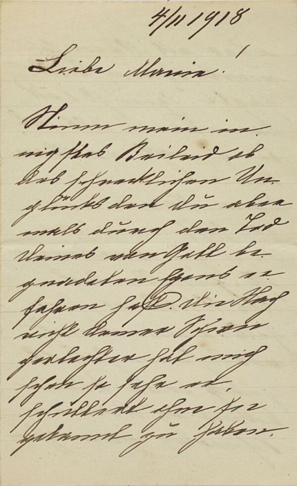 Letter of condolence to Marie Schiele on Egon Schiele’s death 