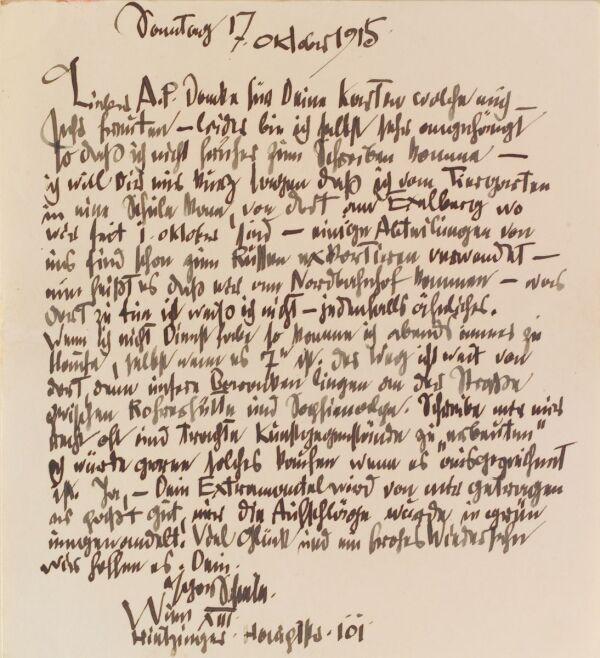 Brief von Egon Schiele an Anton Peschka Bild 1