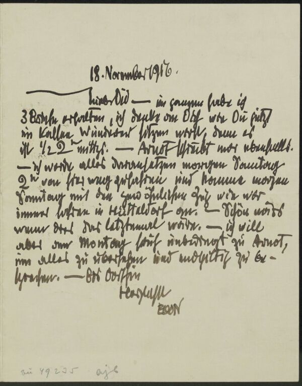 Brief von Egon Schiele an Edith Schiele 