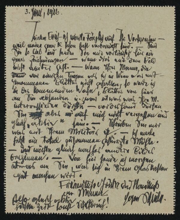 Letter from Egon Schiele to Erich Lederer 