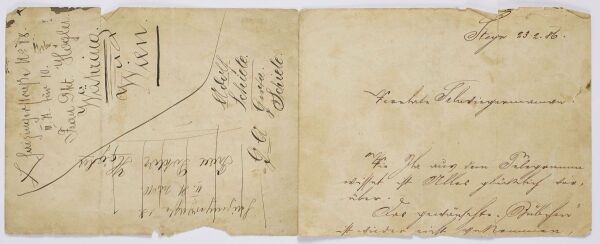 Brief von Adolf Schiele an Aloisia Soukup