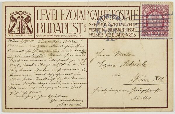 Postkarte von Heinrich Benesch an Egon Schiele Bild 2