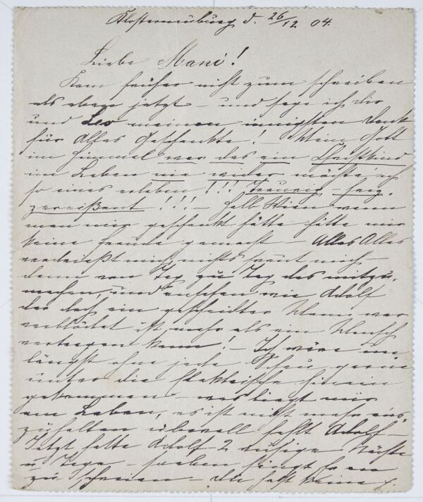 Brief von Marie Schiele an Marie Czihaczek