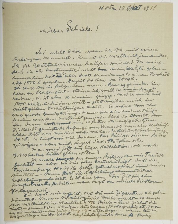 Letter from Anton Kolig to Egon Schiele 