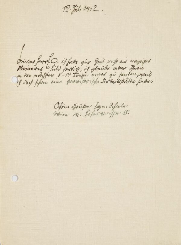 Letter from Egon Schiele to Karl Ernst Osthaus/Folkwang Museum Bild 1