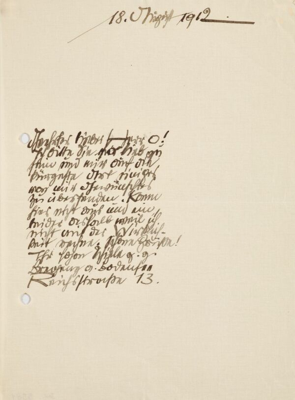Letter from Egon Schiele to Karl Ernst Osthaus/Folkwang Museum 