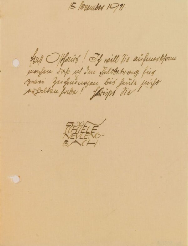 Brief von Egon Schiele an Karl Ernst Osthaus/Folkwang Museum Bild 1