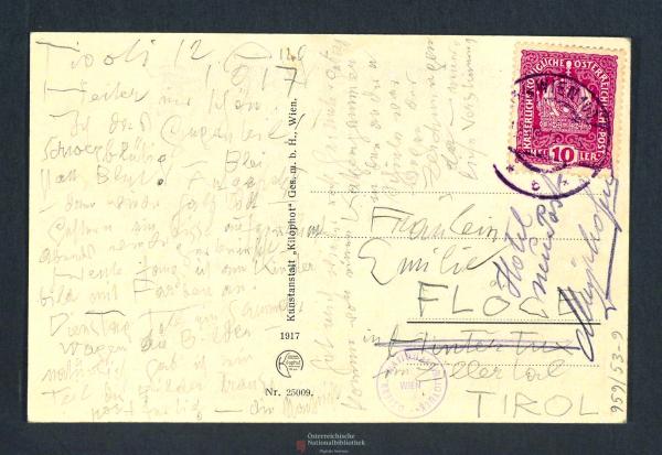 Postkarte von Gustav Klimt an Emilie Flöge Bild 2