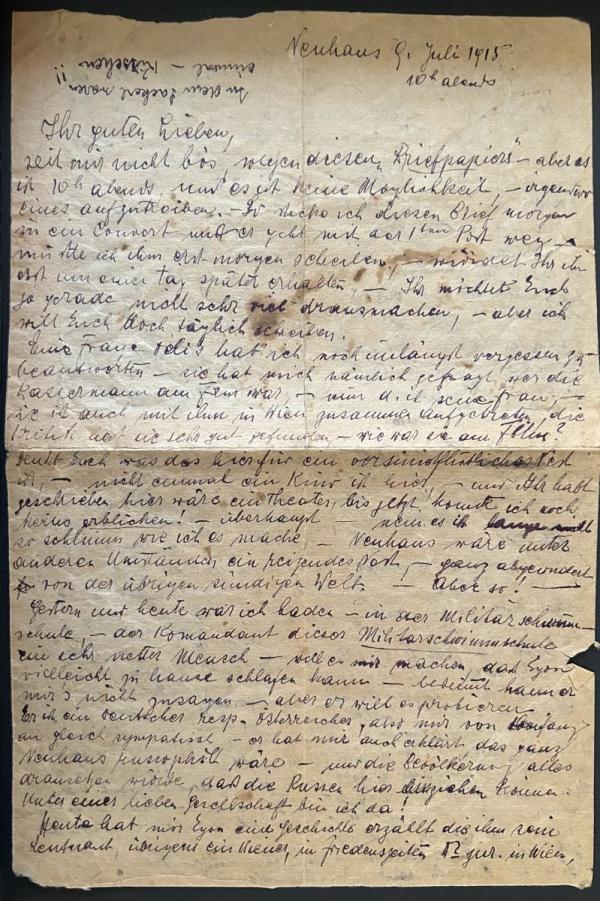 Brief von Edith Schiele an ihre Familie 
