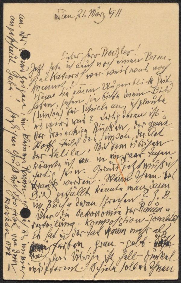 Postcard from Max Oppenheimer to Arthur Roessler