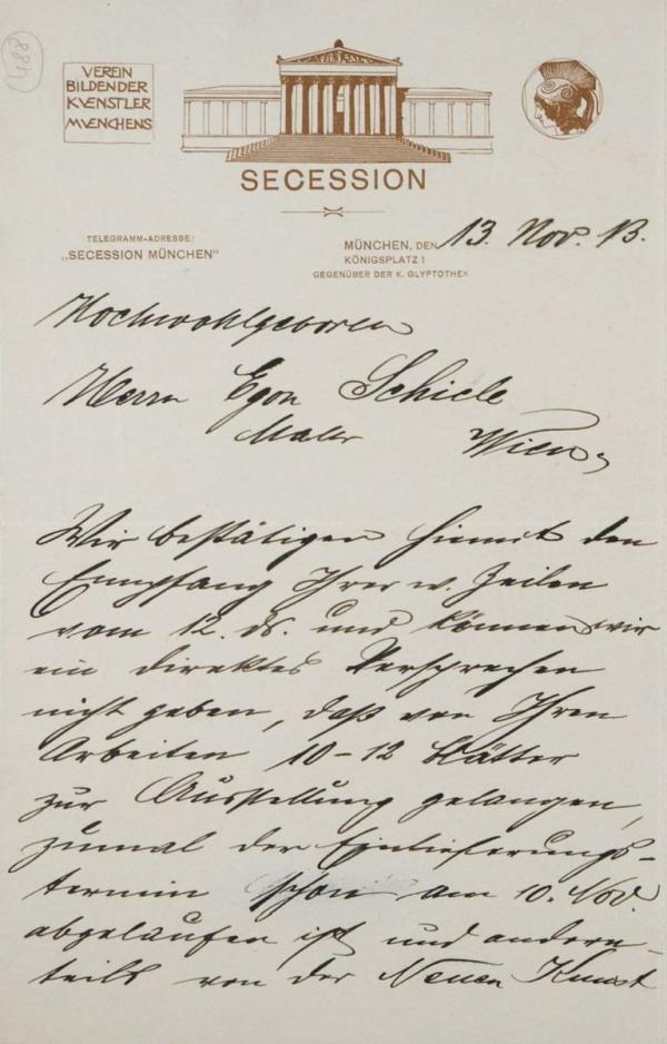 Letter from the Munich Secession to Egon Schiele