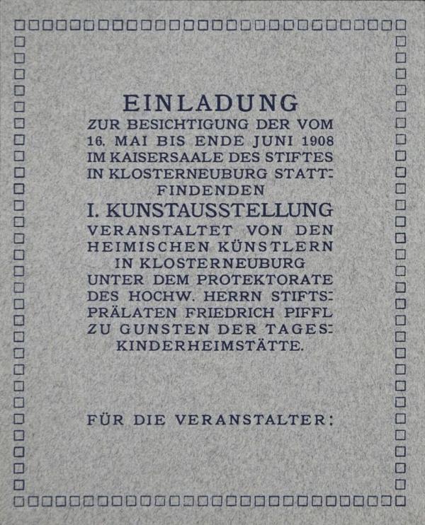 Einladung von Egon Schiele zur Ausstellung im Stift Klosterneuburg 