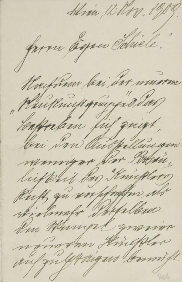 Brief von Hans Schachinger an Egon Schiele 