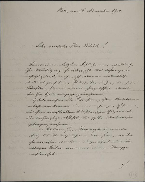 Letter from Heinrich Benesch to Egon Schiele