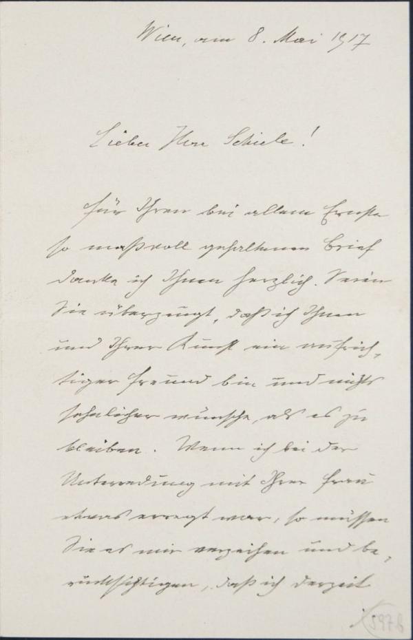 Brief von Heinrich Benesch an Egon Schiele