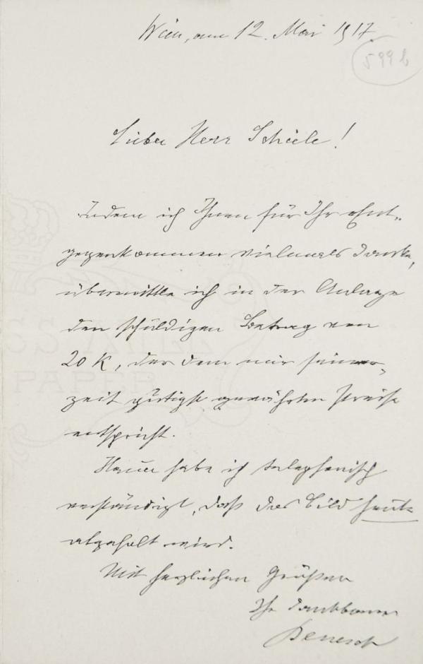 Letter from Heinrich Benesch to Egon Schiele 