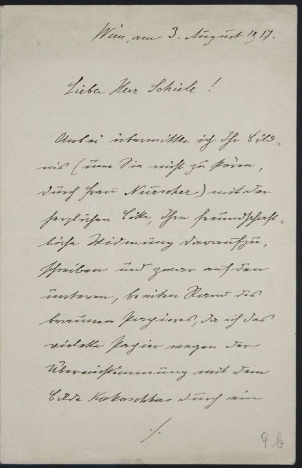 Letter from Heinrich Benesch to Egon Schiele 