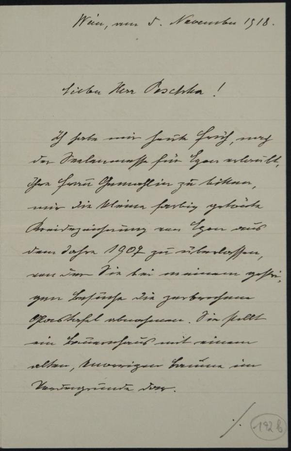 Letter from Heinrich Benesch to Anton Peschka
