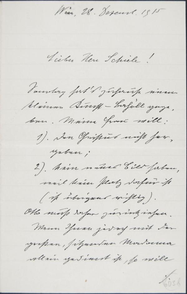 Letter from Heinrich Benesch to Egon Schiele 