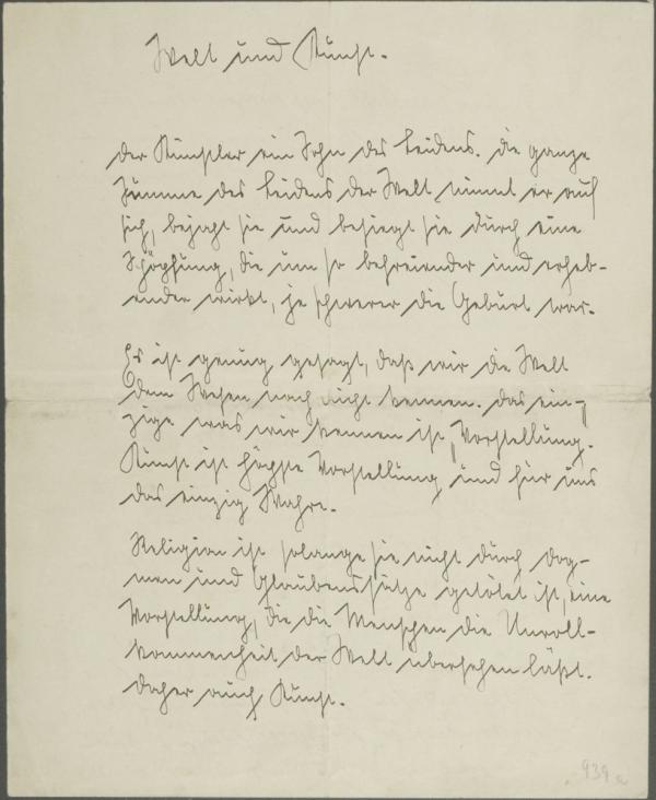 Manuskript mit Aphorismen von Wilhelm „Willy“ Lidl an Egon Schiele 