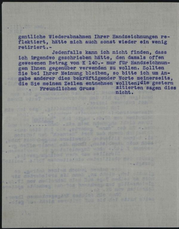 Typewritten letter from Carl Reininghaus to Egon Schiele Bild 2