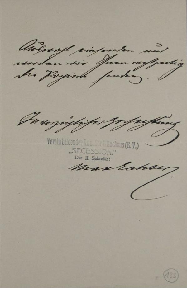 Letter from the Munich Secession to Egon Schiele Bild 2