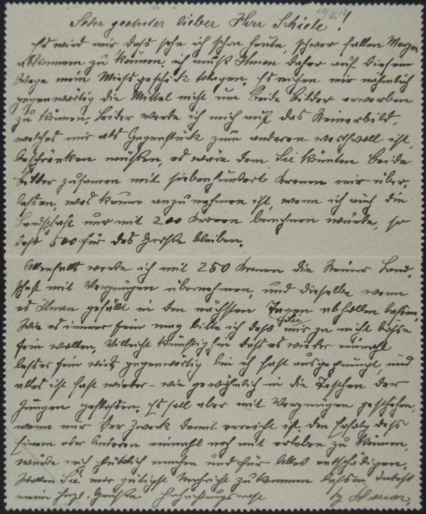 Letter from Franz Hauer to Egon Schiele 