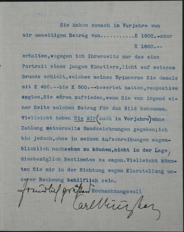 Typewritten letter from Carl Reininghaus to Egon Schiele Bild 3